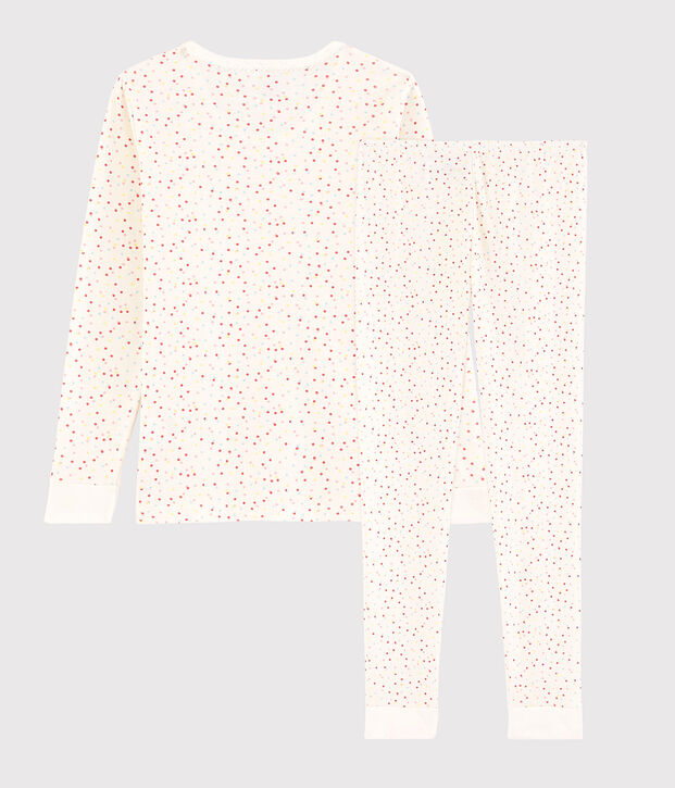 Pijama snugfit de lunares multicolores de algod&oacute;n ecol&oacute;gico de ni&ntilde;a blanco/multicolor