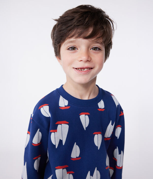 Sudadera infantil de algod&oacute;n con estampado azul/multicolor