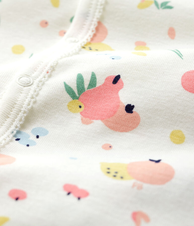 Pijama enterizo con pies desmontables de algod&oacute;n de beb&eacute; ni&ntilde;a blanco/multicolor