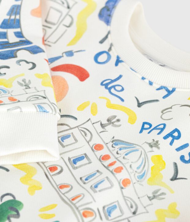 Sudadera infantil de algod&oacute;n con estampado blanco/multicolor