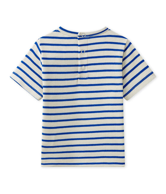 Camiseta a rayas bebé niño de manga corta blanco FETA/azul PERSE