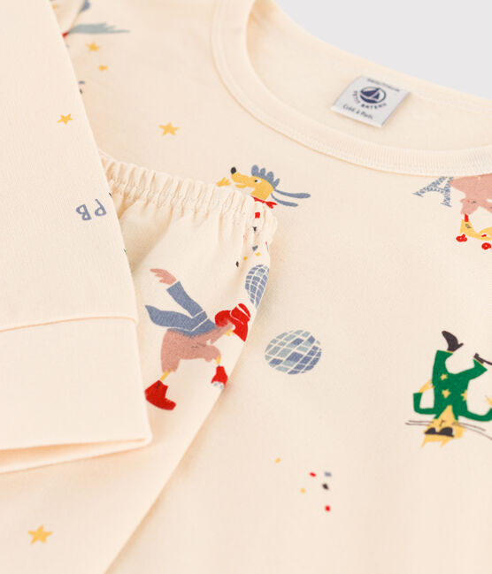 Pijama fosforescente de muletón de niña/niño blanco AVALANCHE/ MULTICO