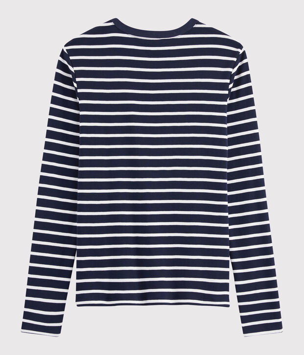 Camiseta ic&oacute;nica con cuello redondo para mujer azul/blanco