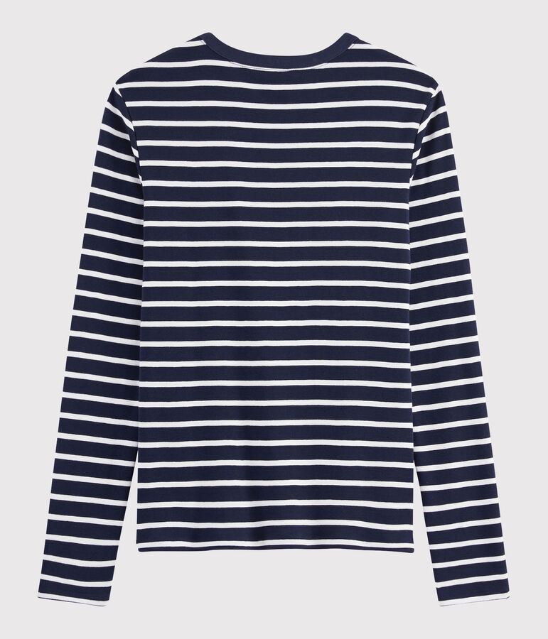 Camiseta ic&oacute;nica con cuello redondo para mujer azul/blanco