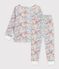 Pijama infantil de algod&oacute;n con flores blanco/multicolor