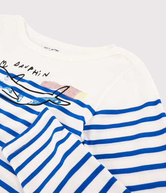 Camiseta marinera de mujer Serge Bloch blanco MARSHMALLOW/azul PERSE