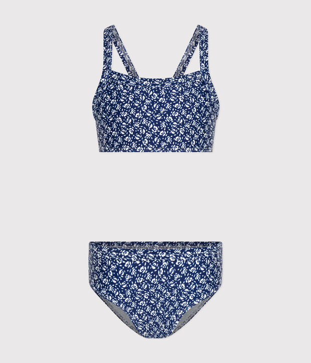 Bikini estampado para ni&ntilde;a azul/blanco