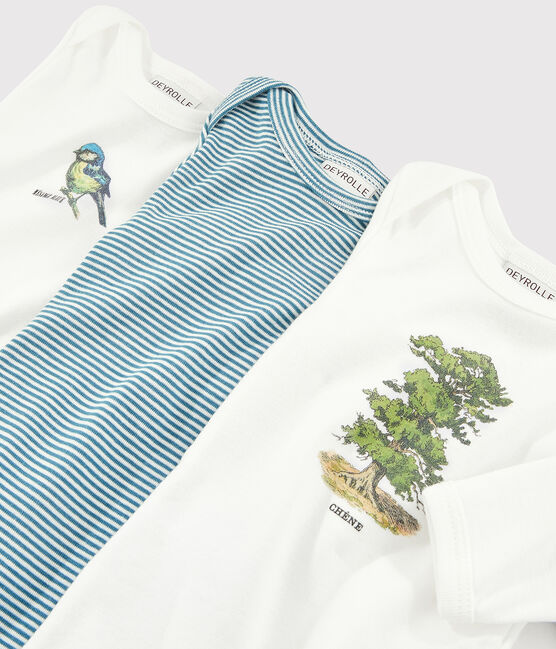Lote de 3 bodis de manga larga para bebé niño Petit Bateau x Deyrolle variante 1