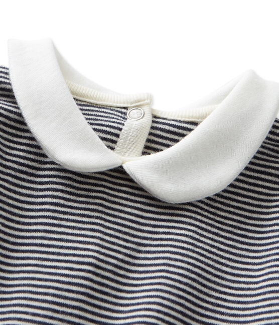 Body bebé de niña de milrayas azul SMOKING/beige COQUILLE