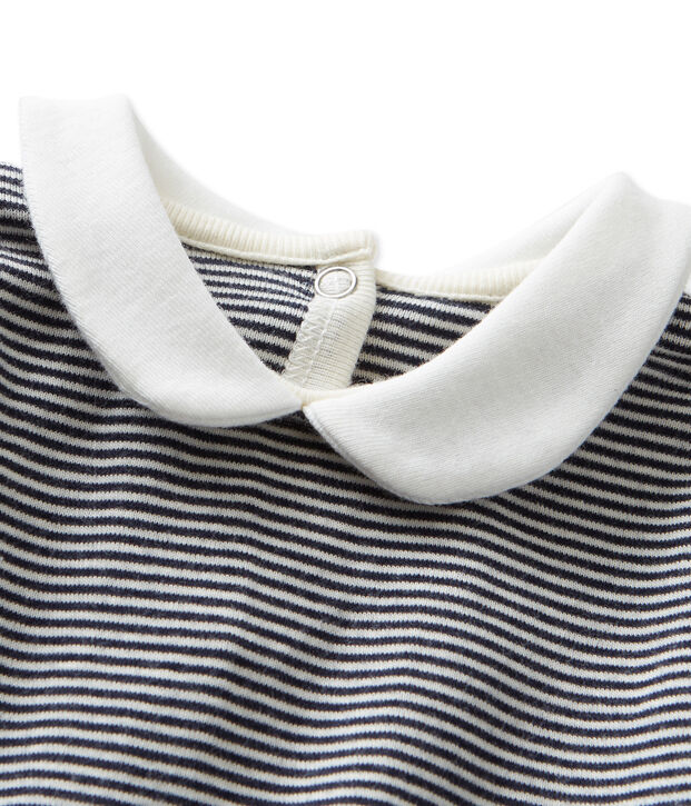 Body beb&eacute; de ni&ntilde;a de milrayas azul/blanco