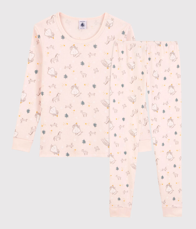 Pijama snugfit con estampado de princesas de ni&ntilde;a de algod&oacute;n rosa/multicolor