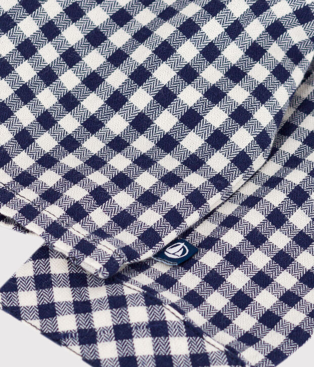 Camisa de franela a cuadros para beb&eacute; azul/crudo