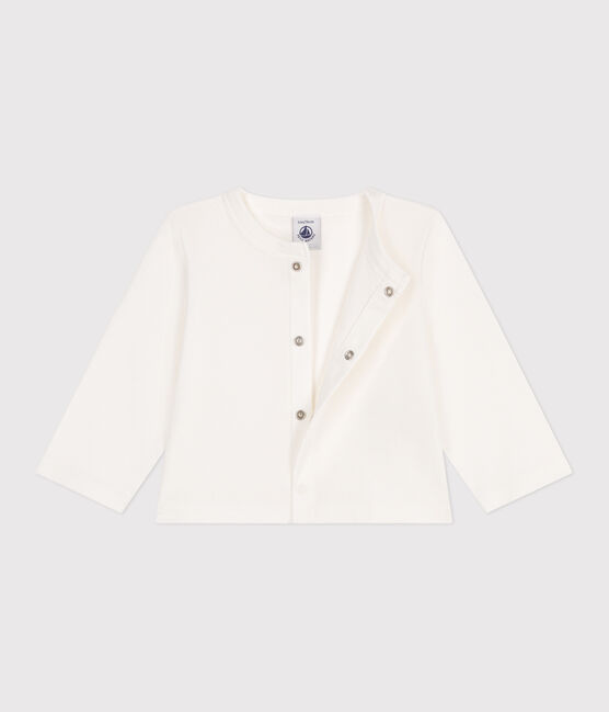 Cárdigan de algodón liso para bebé blanco MARSHMALLOW