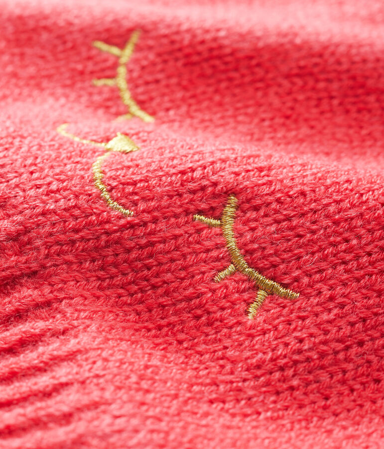 Gorro para beb&eacute; ni&ntilde;a con forro polar rojo