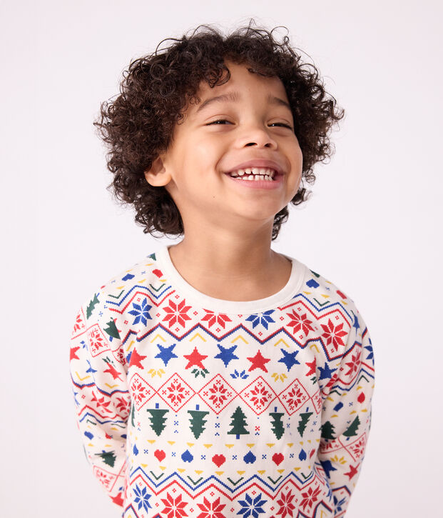 Pijama infantil de felpa con estampado de Navidad crudo/multicolor