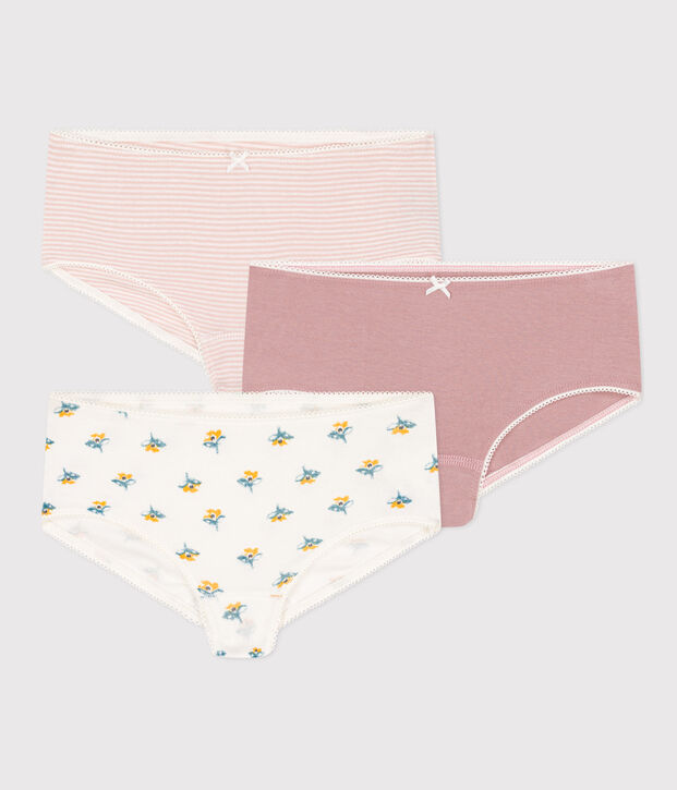 Juego de 3 culottes de algod&oacute;n con flor para ni&ntilde;a multicolor