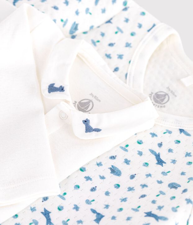 Conjunto de algod&oacute;n con cuello con estampado de zorro para beb&eacute; blanco/multicolor