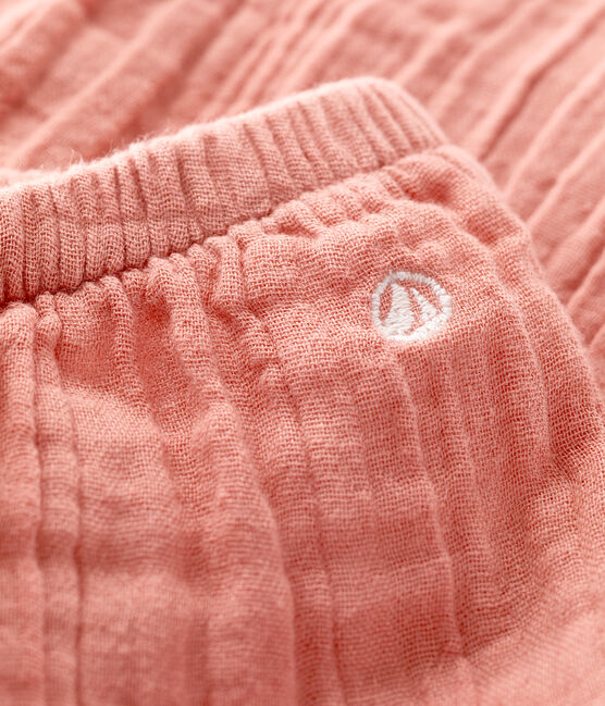 Pantalón de gasa de algodón ecológico para bebé rosa PAPAYE