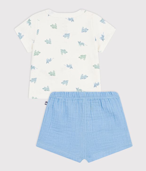 Conjunto corto de 2 piezas de algod&oacute;n con estampado de animales para beb&eacute; azul/multicolor