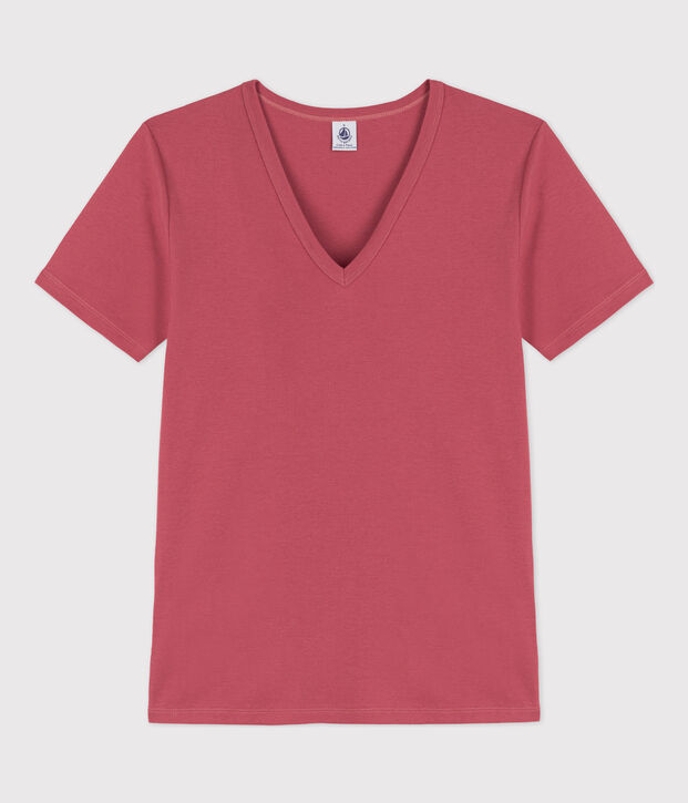 Camiseta L'ICONIQUE de algod&oacute;n con cuello de pico para mujer rosa