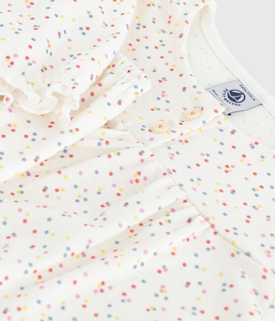 Pijama infantil de algodón con estampado de lunares blanco MARSHMALLOW/blanco MULTICO
