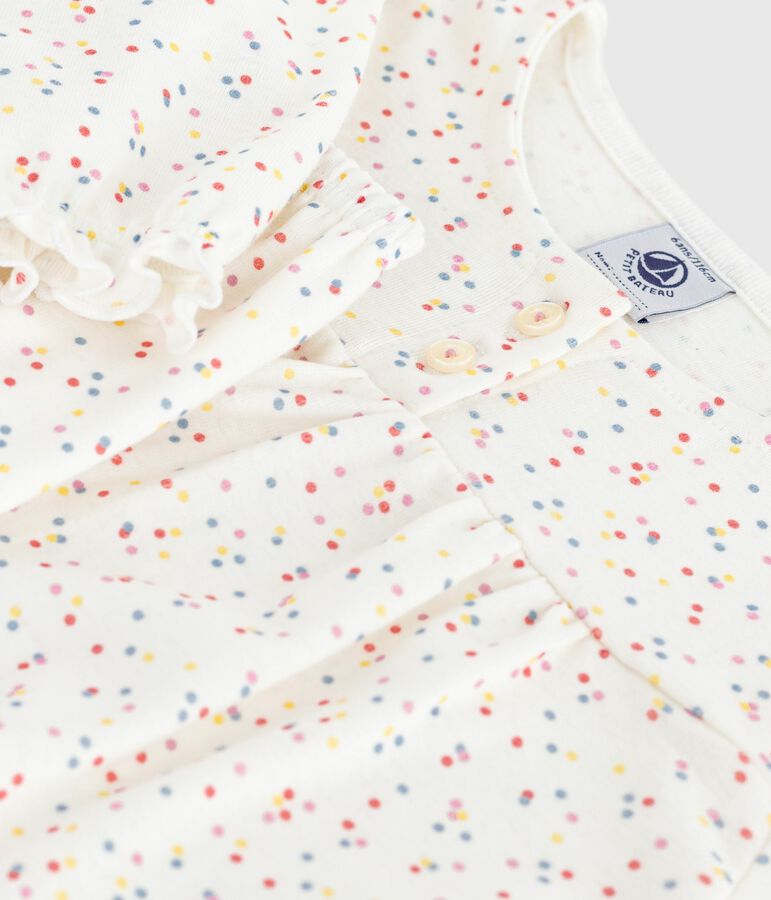 Pijama infantil de algod&oacute;n con estampado de lunares blanco/multicolor