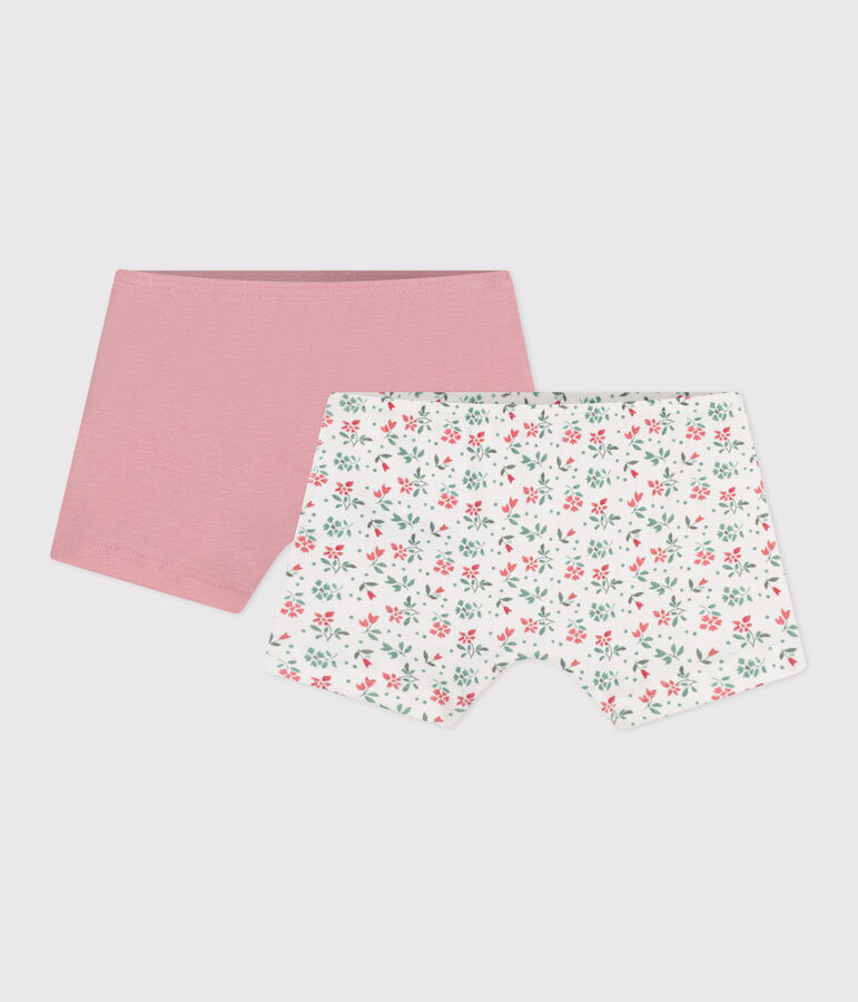 Juego de 2 culottes infantiles largos de algod&oacute;n con flores multicolor
