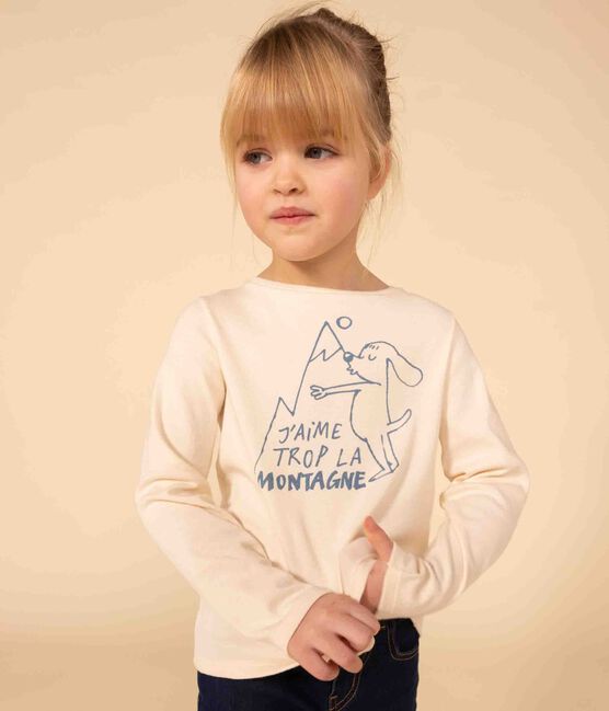 Camiseta de algodón de manga larga de niña crudo AVALANCHE