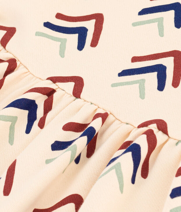 Vestido estampado de manga larga de mulet&oacute;n de ni&ntilde;a crudo/azul/multicolor
