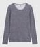 Camiseta de manga larga de lana y algodón a rayas para mujer azul SOIR/ MARSHMALLOW