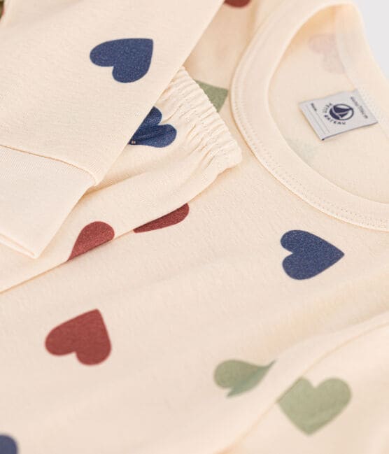 Pijama infantil de algodón con estampado de corazón blanco AVALANCHE/ MULTICO