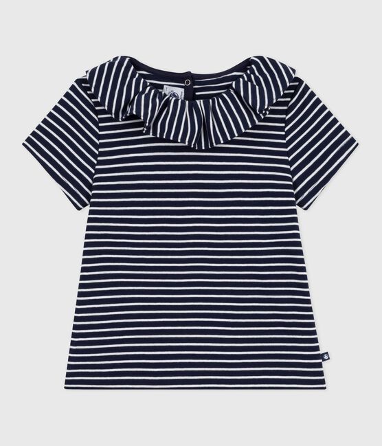 Camiseta infantil de manga corta a rayas azul SMOKING/blanco MARSHMALLOW