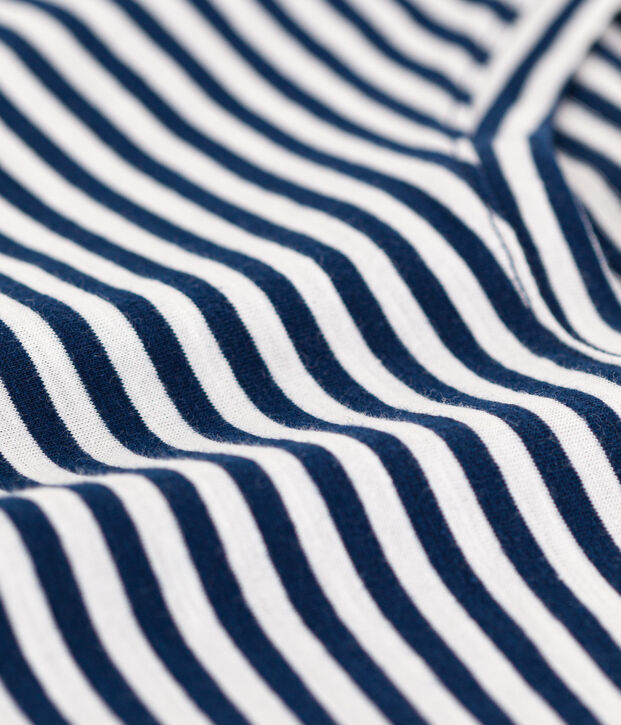 Camiseta LA RECTA de algod&oacute;n con cuello redondo para mujer azul/blanco