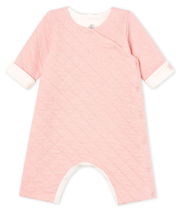 Mono largo para beb&eacute; de t&uacute;bico acolchado rosa/blanco