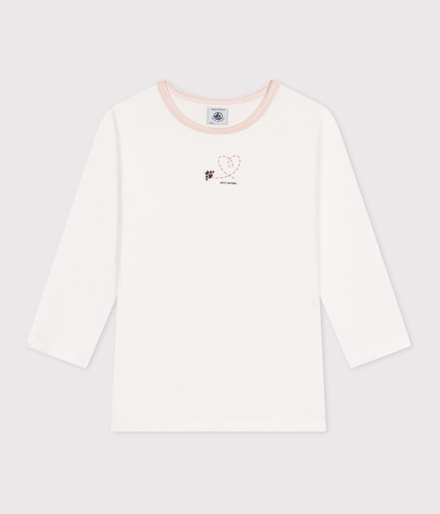 Juego de 2 camisetas infantiles de algod&oacute;n de manga larga blanco/multicolor