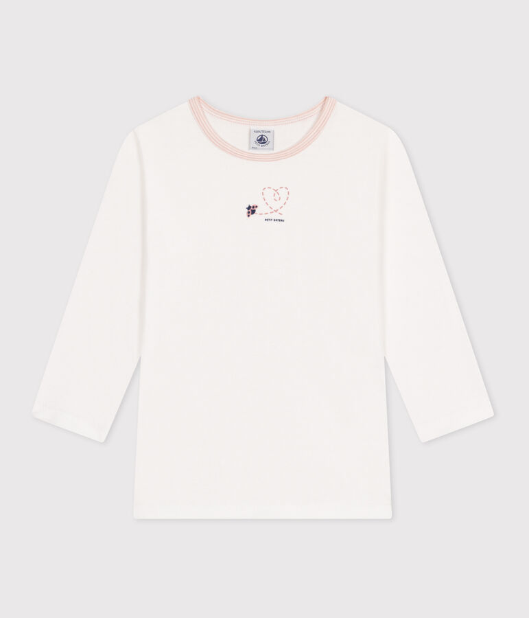 Juego de 2 camisetas infantiles de algod&oacute;n de manga larga blanco/multicolor