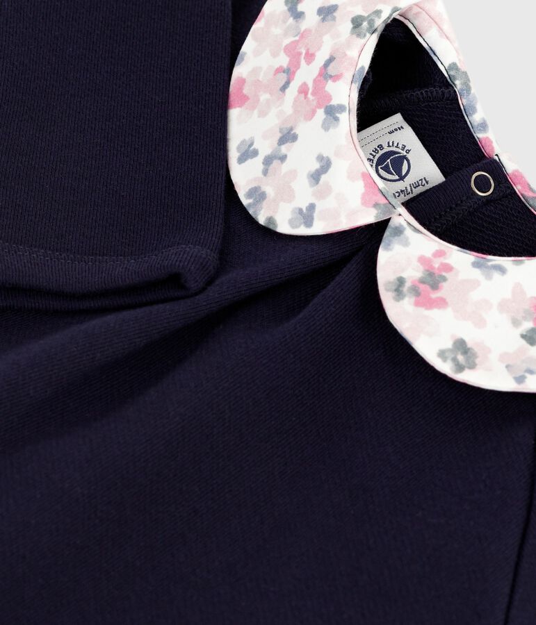 Sudadera lisa de algod&oacute;n con cuello estampado para beb&eacute; azul