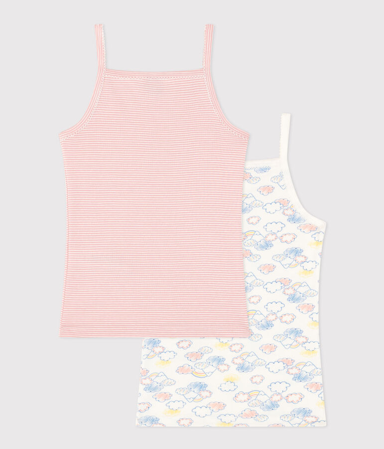 Juego de 2 camisetas de tirantes de algod&oacute;n con arco&iacute;ris para ni&ntilde;os variante 1