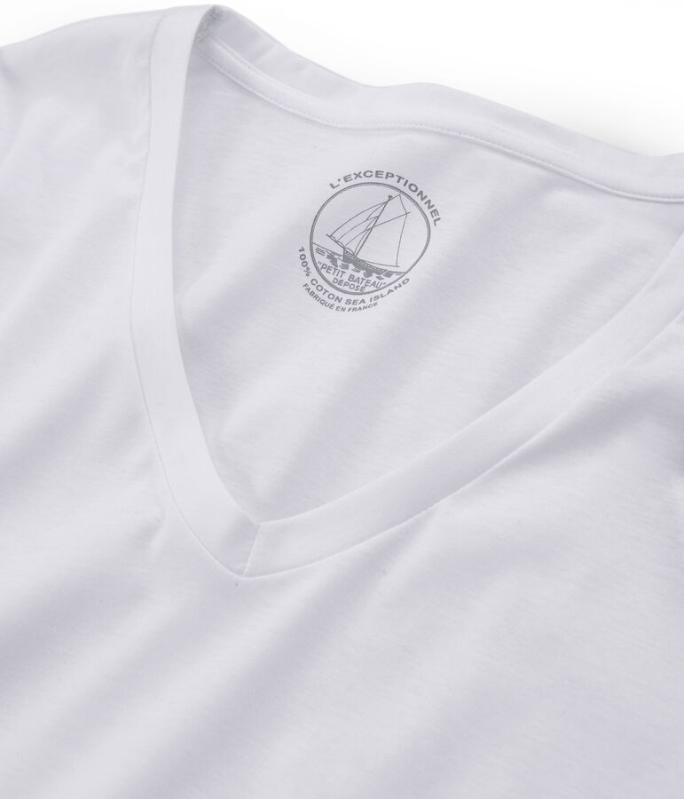 Camiseta manga larga de algod&oacute;n sea island para mujer blanco