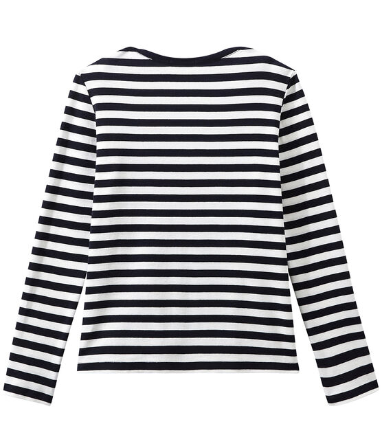Camiseta de manga larga rayado para mujer azul SMOKING/blanco MARSHMALLOW