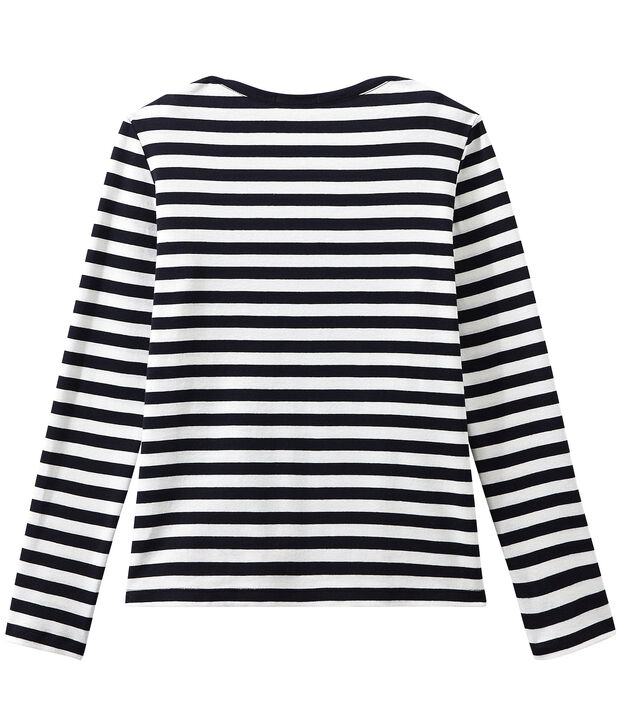 Camiseta de manga larga rayado para mujer azul/blanco