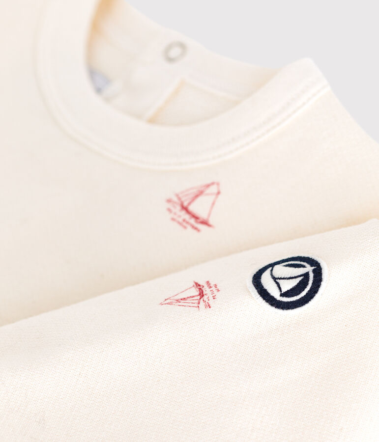 Sudadera de algod&oacute;n con estampado de barco vintage para beb&eacute; crudo/rojo