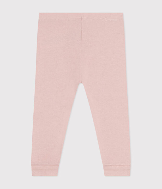 Leggings lisos de algod&oacute;n para beb&eacute; rosa
