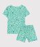Pijama corto de algodón con estampado vegetal para niño blanco MARSHMALLOW/blanco MULTICO