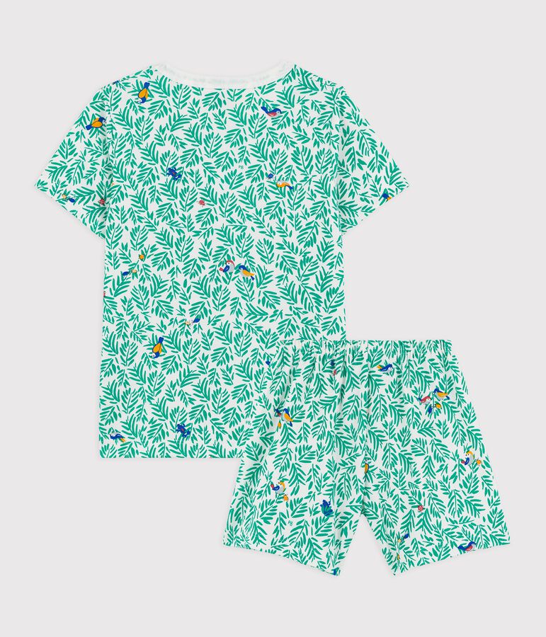Pijama corto de algod&oacute;n con estampado vegetal para ni&ntilde;o blanco/multicolor