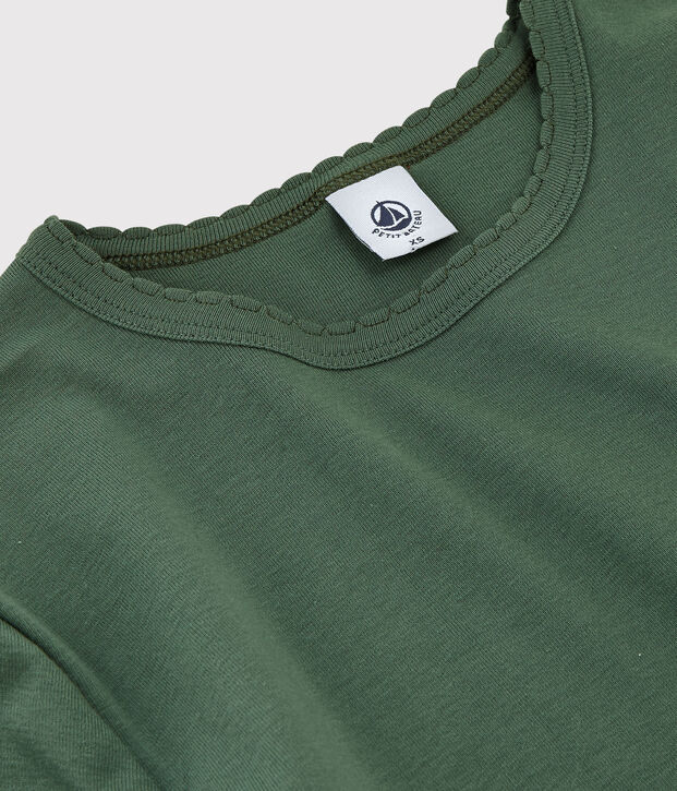 Camiseta de cuello redondo emblem&aacute;tica de algod&oacute;n de mujer verde