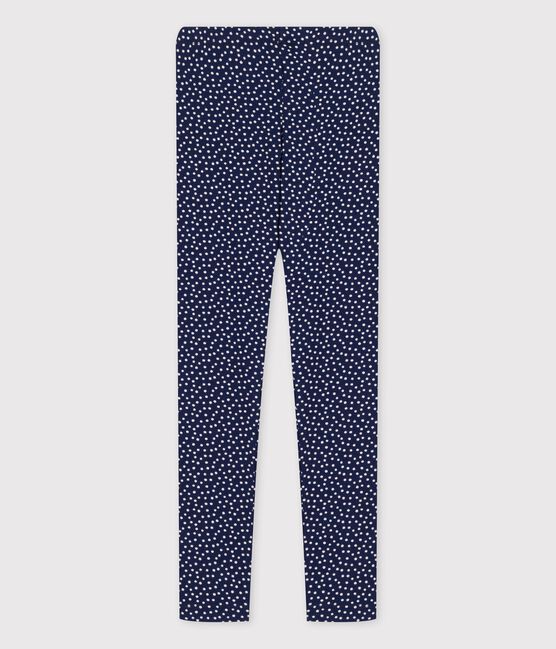 Leggings de jersey de elastano de niña azul MEDIEVAL/blanco MARSHMALLOW