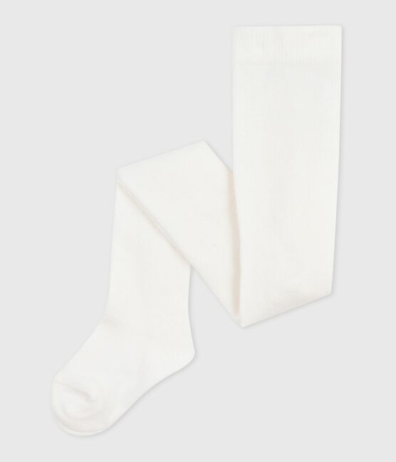 Leotardos lisos de punto de algodón para bebé blanco MARSHMALLOW