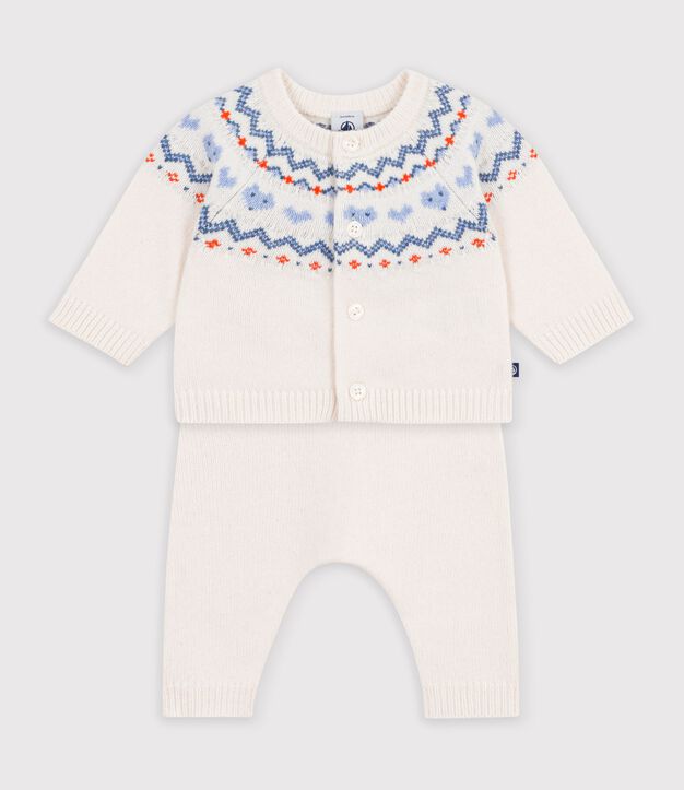 Conjunto de punto tricotado con estampado jacquard para beb&eacute; azul/azul