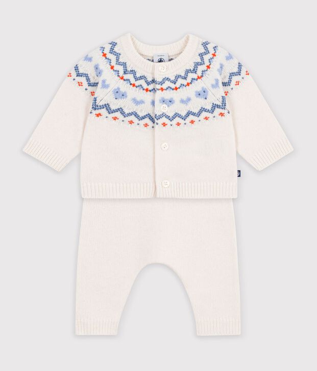 Conjunto de punto tricotado con estampado jacquard para beb&eacute; azul/azul